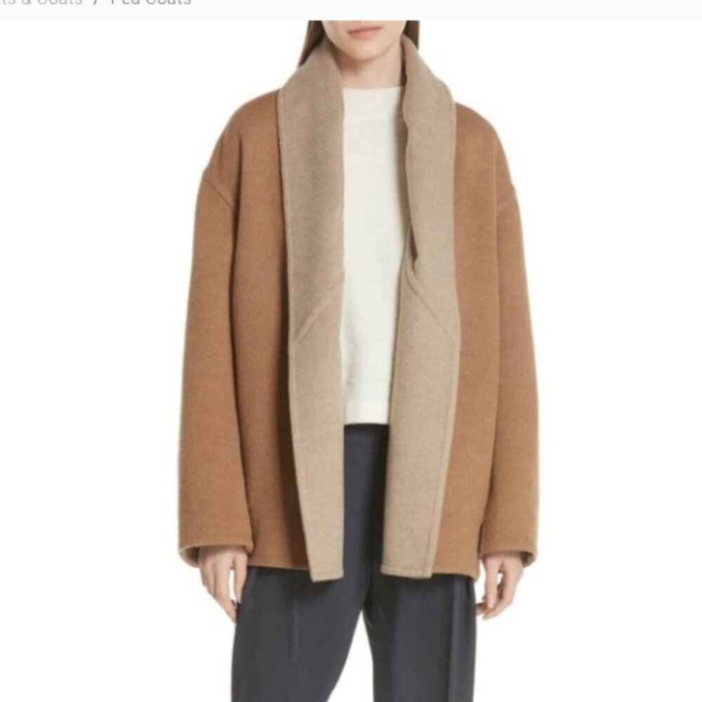 Vince Reversible Wool Coat (Tan/Camel, Small)